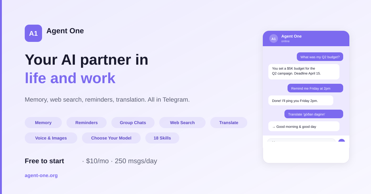 Agent One — Give every group chat its own AI assistant